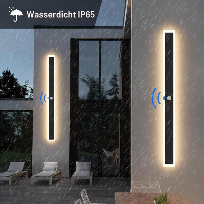 Moderne LED Außenwandleuchte 100 cm mit Bewegungsmelder - bis zu 34% sparen
