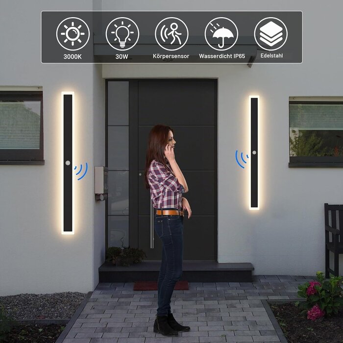 Moderne LED Außenwandleuchte 100 cm mit Bewegungsmelder - bis zu 34% sparen