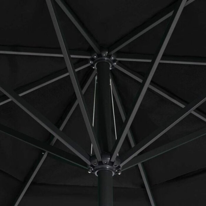 Vidaxl Großer Sonnenschirm 600 cm - Aluminiummast - Schwarz - bis zu 35% Rabatt