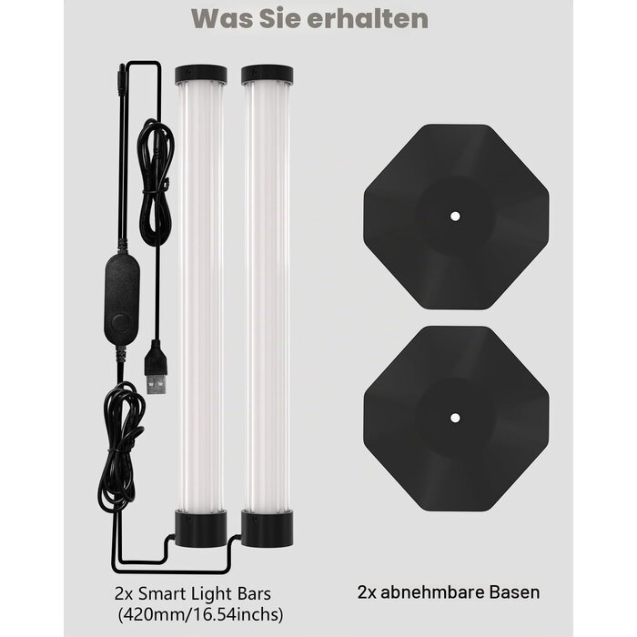 LED Lichtleisten 43 cm, 2er-Set RGBIC - Jetzt bis zu 32% günstiger!