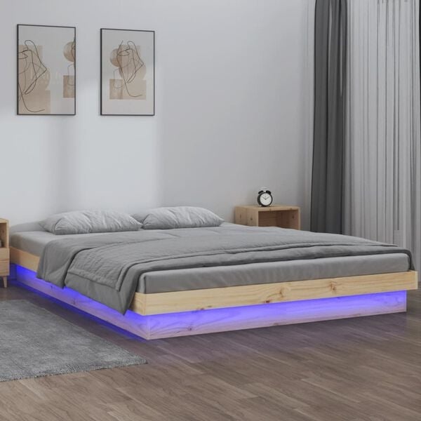 Vidaxl Bettgestell mit LED 120x200 cm aus Kiefernholz - jetzt bis zu 34% günstiger