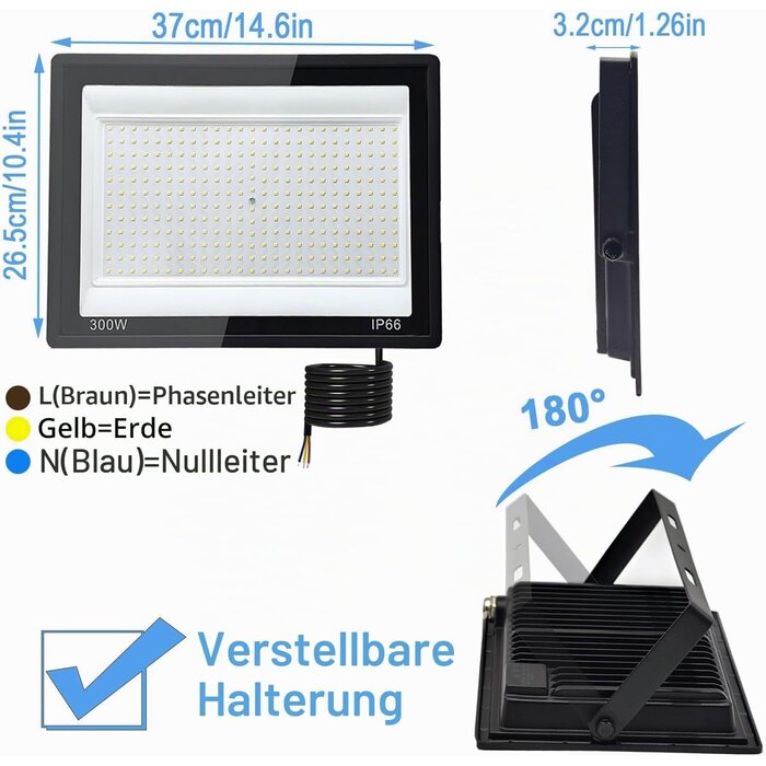 2er-Set LED-Außenstrahler 300W 30000lm IP66 - bis zu 34% Rabatt