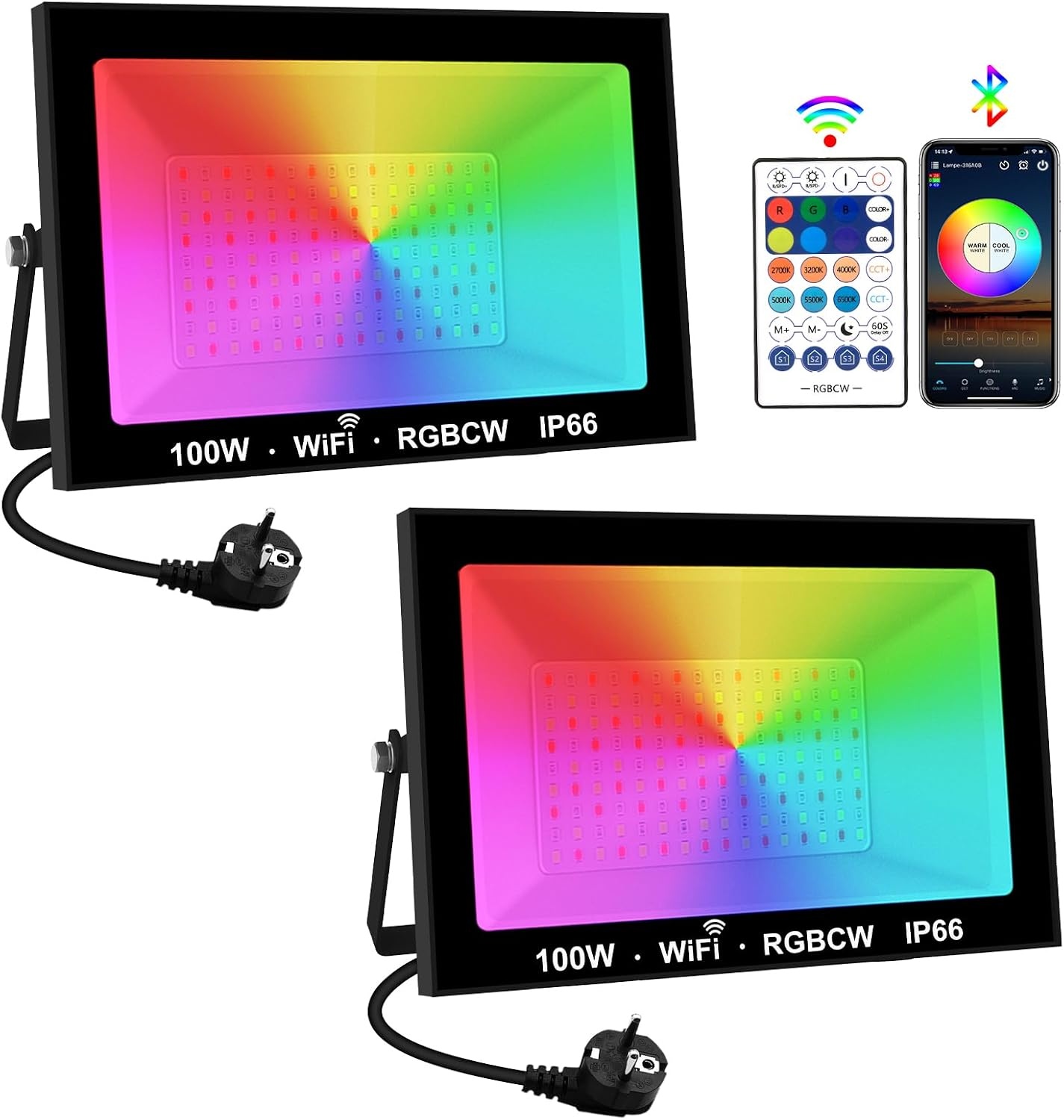100W LED-Außenstrahler RGB mit App-Steuerung - jetzt bis zu 33% günstiger