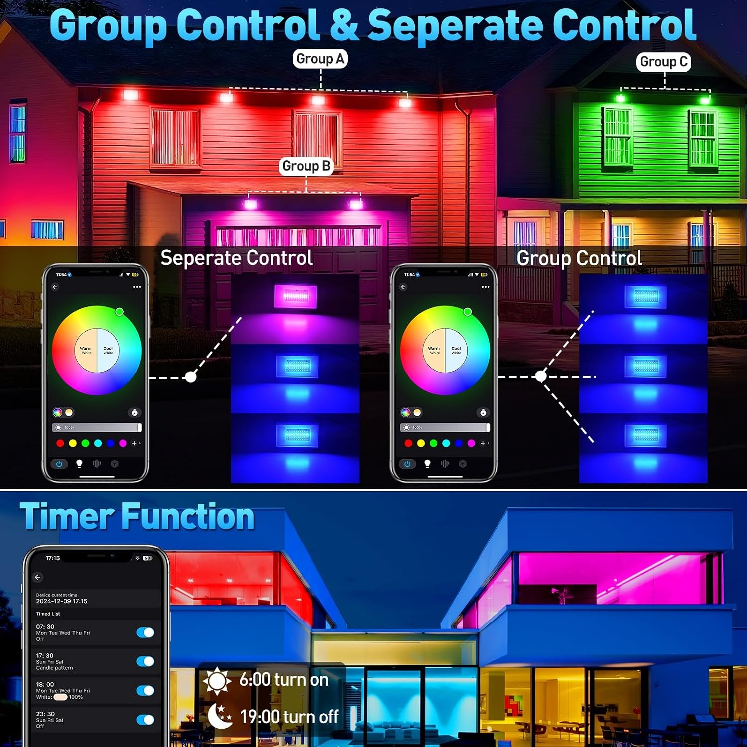 100W LED-Außenstrahler RGB mit App-Steuerung - jetzt bis zu 33% günstiger