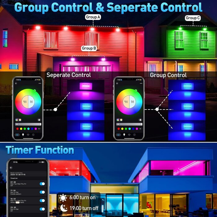 100W LED-Außenstrahler RGB mit App-Steuerung - jetzt bis zu 33% günstiger