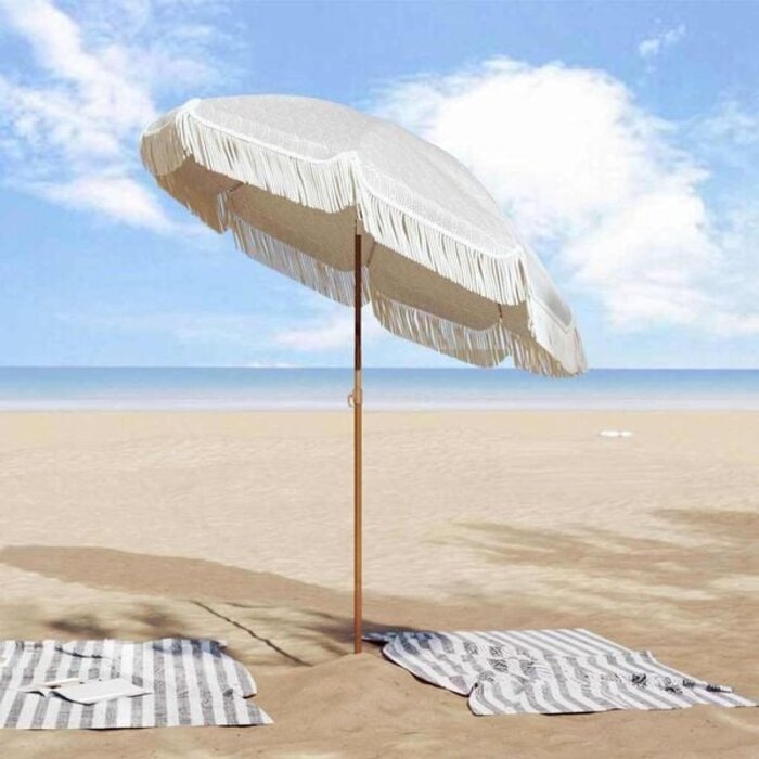 Vidaxl Strandsonnenschirm 160x160cm - Grau/Weiß - Bis zu 33% Rabatt im Outlet