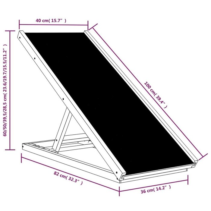 Vidaxl Hunderampe aus Kiefernholz 100x40 cm - Klappbar & Höhenverstellbar - bis zu 33%