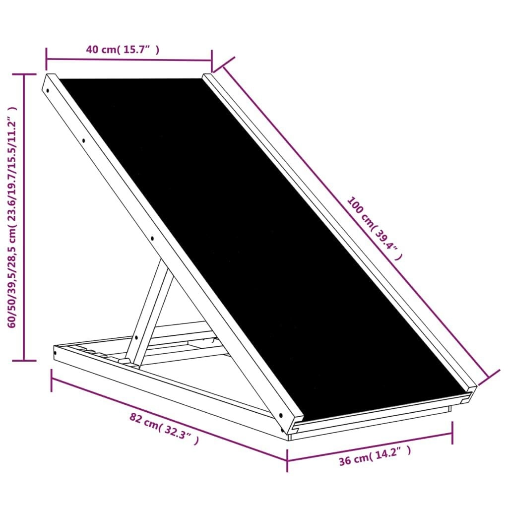 Vidaxl Hunderampe aus Kiefernholz 100x40 cm - Klappbar & Höhenverstellbar - bis zu 33%