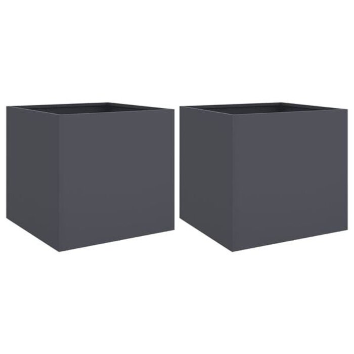 Vidaxl 2er Set Pflanzkübel 42x40x39 cm Stahl Anthrazit - bis zu 34% sparen