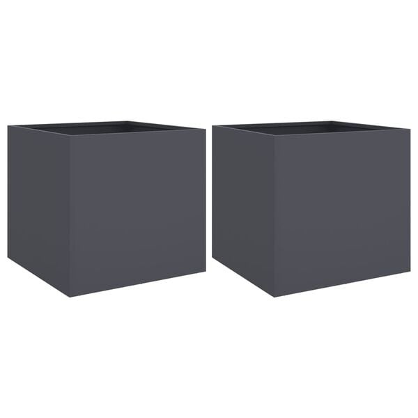 Vidaxl 2er Set Pflanzkübel 42x40x39 cm Stahl Anthrazit - bis zu 34% sparen