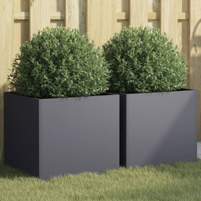 Vidaxl 2er Set Pflanzkübel 42x40x39 cm Stahl Anthrazit - bis zu 34% sparen