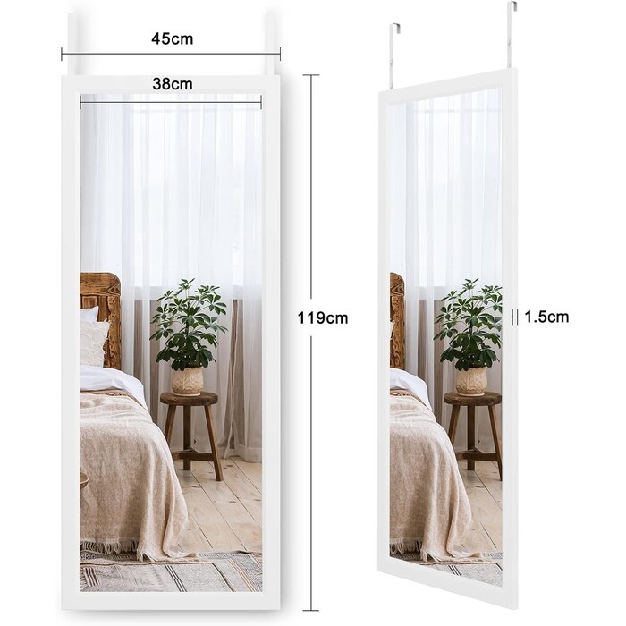 Türspiegel 45x119 cm, weiß, höhenverstellbar - jetzt bis zu 29% sparen