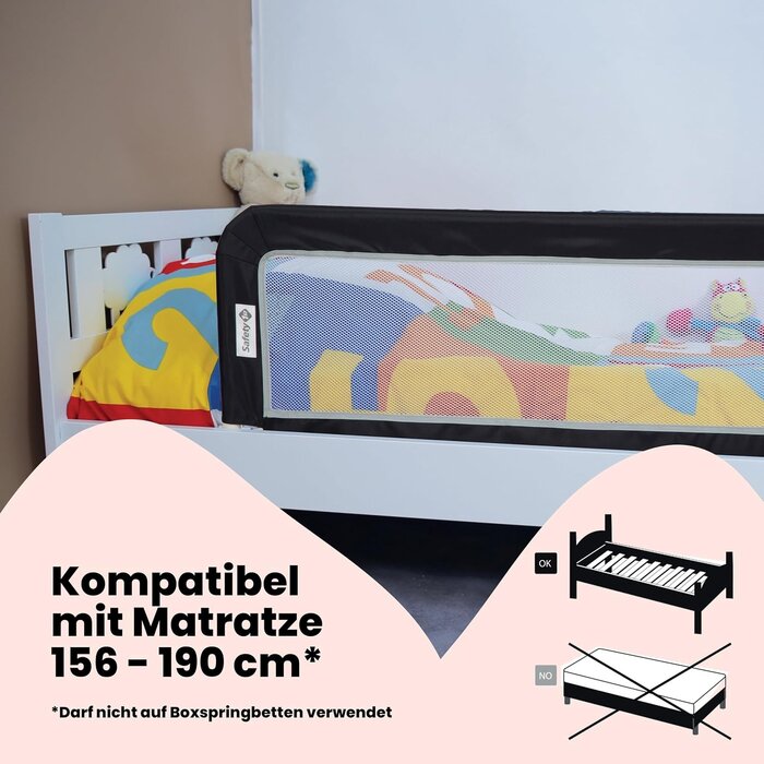 Amazon Tragbares Kinderbettgitter 106 cm, dunkelgrau - bis zu 31% Rabatt