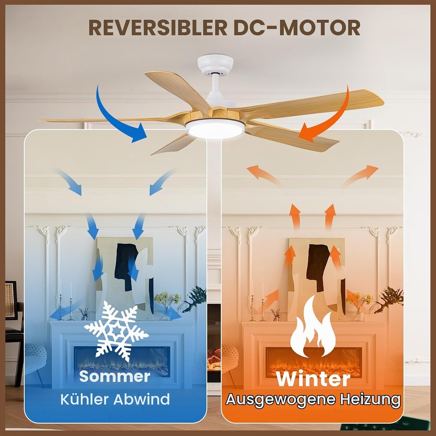 Deckenventilator LED 142 cm Holzoptik - bis zu 34% sparen