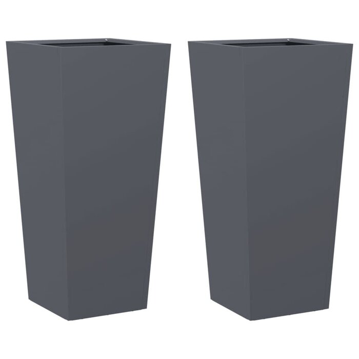 Vidaxl 2er Set Pflanzkübel 35x35x75 cm Anthrazit Stahl - bis zu 34% günstiger