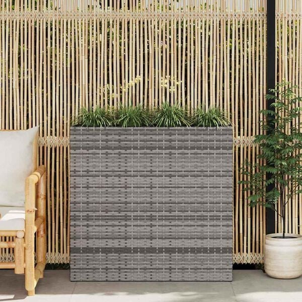 Vidaxl Erhöhtes Pflanzgefäß mit 4 Töpfen, Poly-Rattan, Weiß - bis zu 35% Rabatt