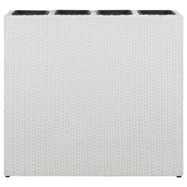 Vidaxl Erhöhtes Pflanzgefäß mit 4 Töpfen, Poly-Rattan, Weiß - bis zu 35% Rabatt