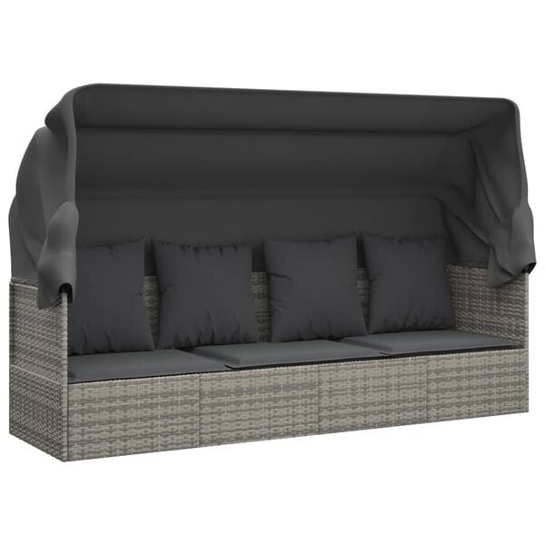 Vidaxl Lounge-Sonnenliege mit Dach - Grau - Outlet bis zu 35% Rabatt