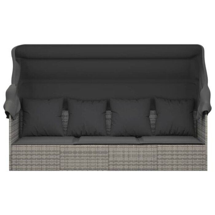 Vidaxl Lounge-Sonnenliege mit Dach - Grau - Outlet bis zu 35% Rabatt