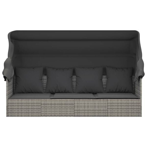 Vidaxl Lounge-Sonnenliege mit Dach - Grau - Outlet bis zu 35% Rabatt
