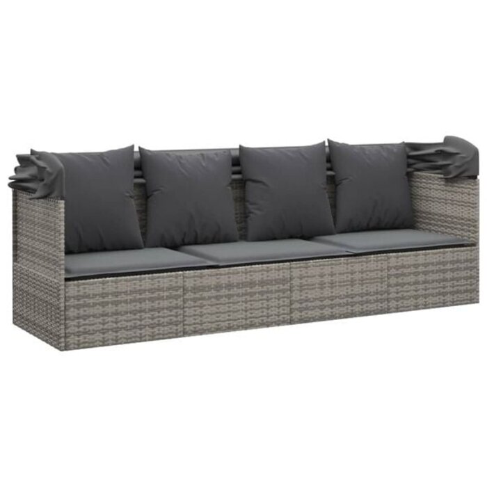 Vidaxl Lounge-Sonnenliege mit Dach - Grau - Outlet bis zu 35% Rabatt