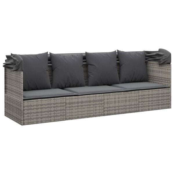 Vidaxl Lounge-Sonnenliege mit Dach - Grau - Outlet bis zu 35% Rabatt