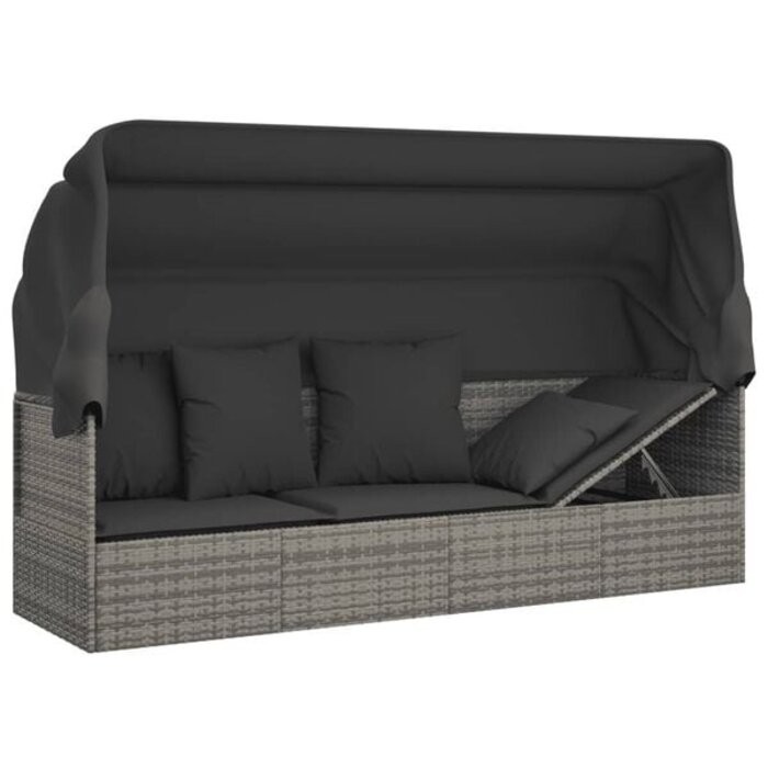 Vidaxl Lounge-Sonnenliege mit Dach - Grau - Outlet bis zu 35% Rabatt