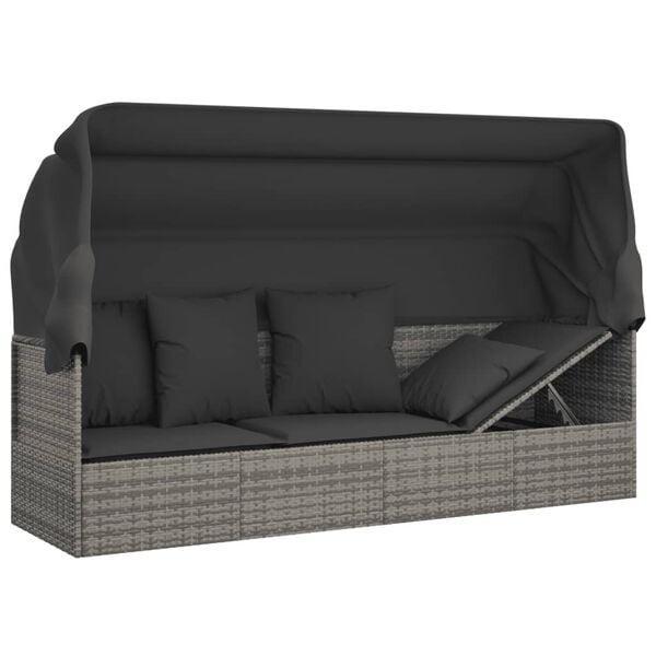 Vidaxl Lounge-Sonnenliege mit Dach - Grau - Outlet bis zu 35% Rabatt
