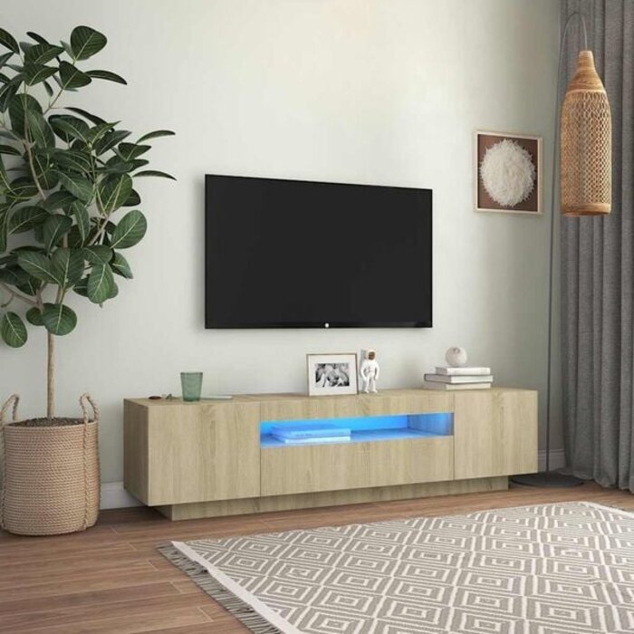 Vidaxl TV-Lowboard in Sonoma-Eiche mit LED-Beleuchtung - bis zu 35% Rabatt