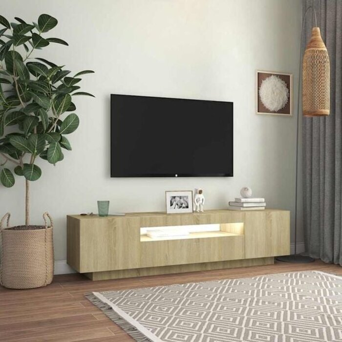 Vidaxl TV-Lowboard in Sonoma-Eiche mit LED-Beleuchtung - bis zu 35% Rabatt
