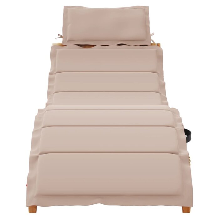 Vidaxl Gartenliege Akazienholz mit Polster - Taupe - bis zu 35% Rabatt