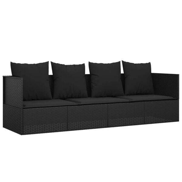 Vidaxl Luxuriöse Sonnenliege aus Poly-Rattan Schwarz - bis zu 35% Rabatt
