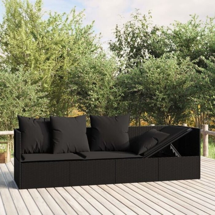 Vidaxl Luxuriöse Sonnenliege aus Poly-Rattan Schwarz - bis zu 35% Rabatt