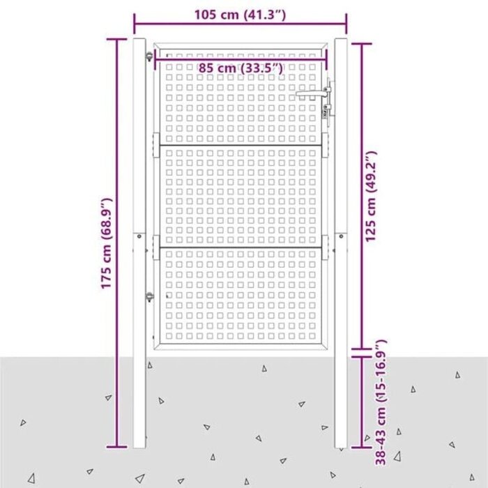 Vidaxl Robustes Gartentor 105x175 cm Anthrazit - bis zu 35% Rabatt