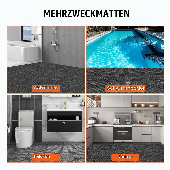 Vevor 55x PVC Klickfliesen Drainage 30x30cm - Schwarz - bis zu 34% Rabatt