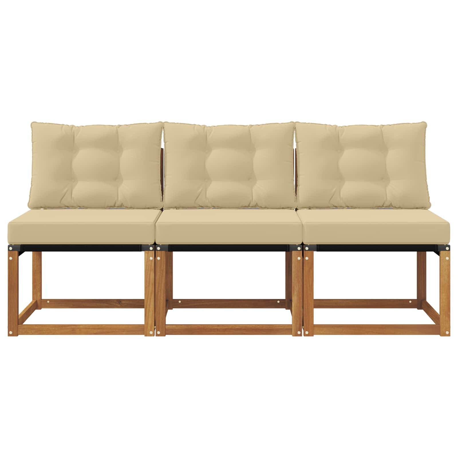 Vidaxl 3-tlg. Garten-Mittelsofa Akazie & Textilene - Beige - bis zu 35% Rabatt