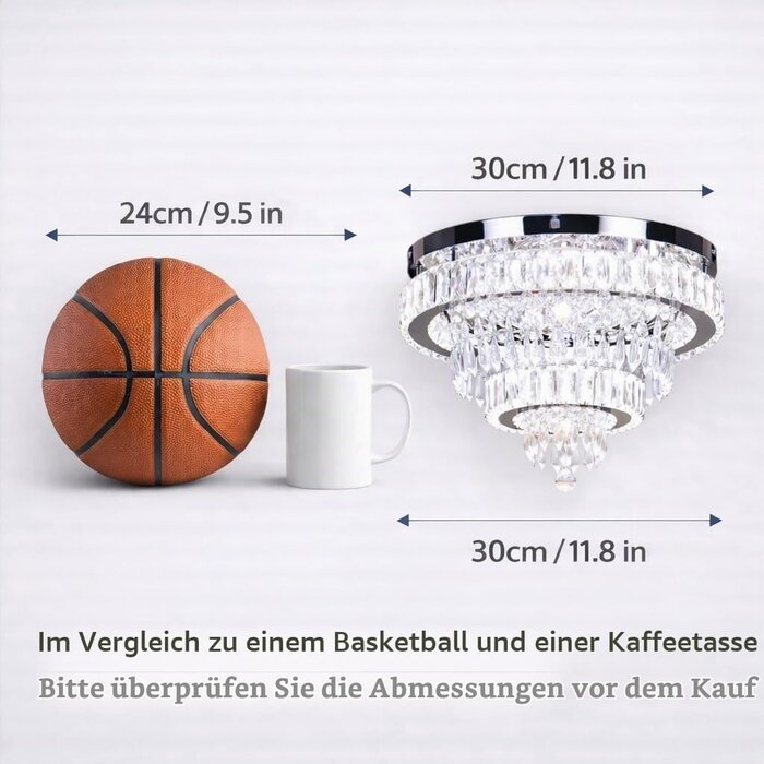 LED-Kristall-Deckenleuchte 30cm, Dimmbar, Fernbedienung - bis zu 34% sparen