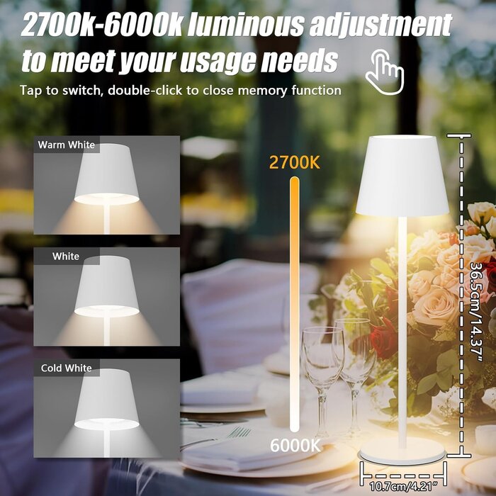 Kabellose LED-Tischleuchten 2er-Set - IP54, dimmbar - Jetzt bis zu 33% sparen