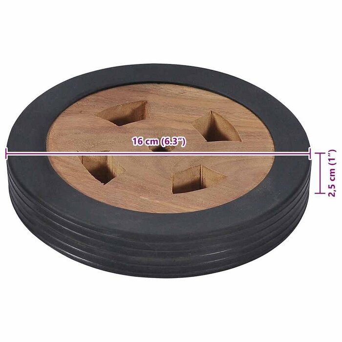 Vidaxl Ersatzräder für Sonnenliegen, 2er-Set, Teakholz, 16 cm - bis zu 28% sparen