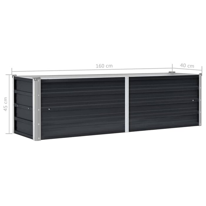 Vidaxl Hochbeet 160x40x45 cm aus Stahl in Anthrazit - Sparen Sie bis zu 33%