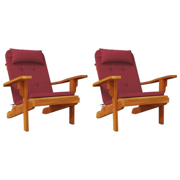 Vidaxl 2er-Set Adirondack Stuhlkissen, Weinrot, 126x58cm - Jetzt bis zu 34% sparen