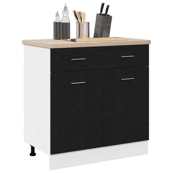 Vidaxl Hängeschrank Eiche Schwarz 80cm - Stilvoll & bis zu 34% günstiger