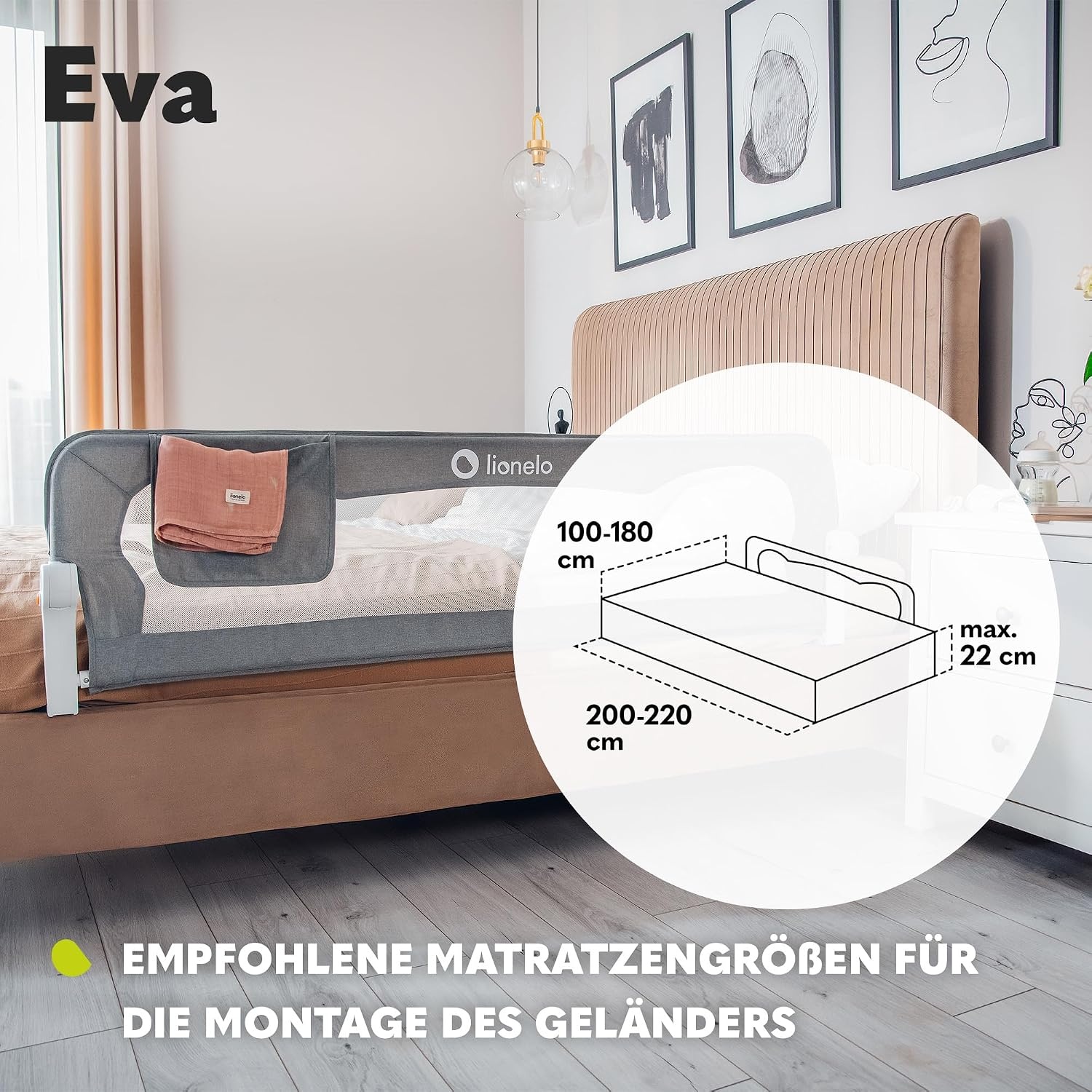 Lionelo Bettgitter Kinderbett Rausfallschutz 150x42 cm - klappbar - bis zu 33% reduziert