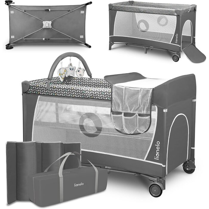 Lionelo 2-in-1 Reisebett & Laufstall, Grey Scandi - bis zu 35% Rabatt