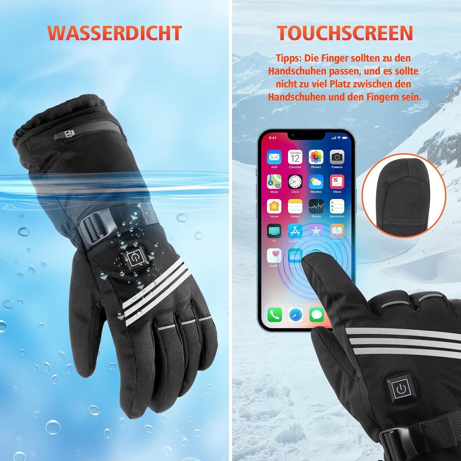 Beheizbare Unisex-Handschuhe Gr. L - Winter-Deal: bis zu 32% Rabatt sparen