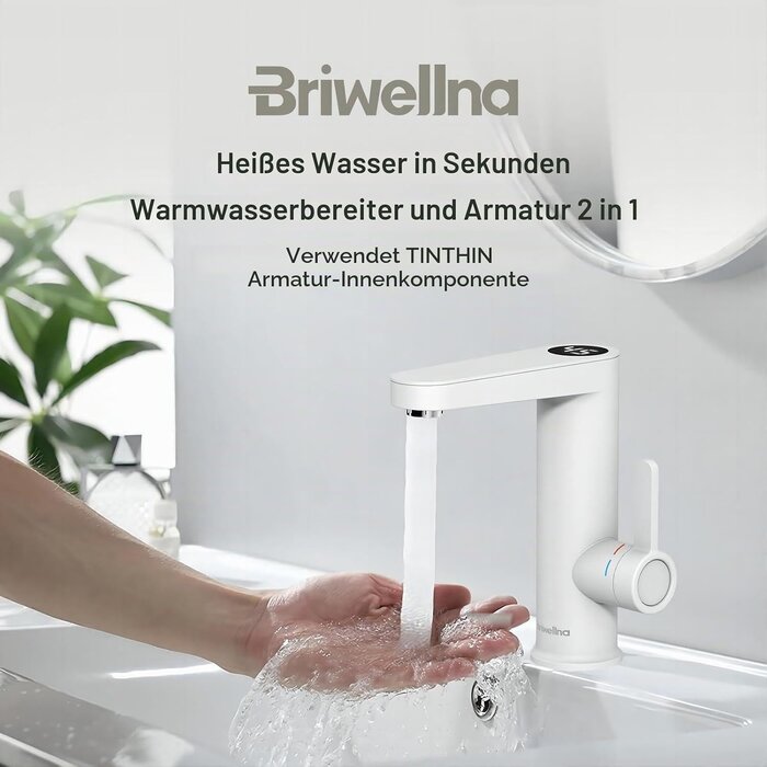 Elektrischer Wasserhahn mit Digitalanzeige - Warmwasser sofort - bis zu 29% sparen