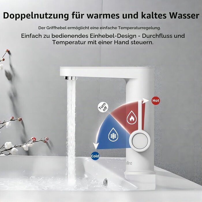 Elektrischer Wasserhahn mit Digitalanzeige - Warmwasser sofort - bis zu 29% sparen