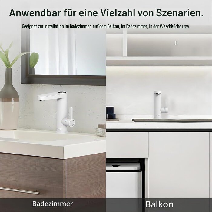 Elektrischer Wasserhahn mit Digitalanzeige - Warmwasser sofort - bis zu 29% sparen