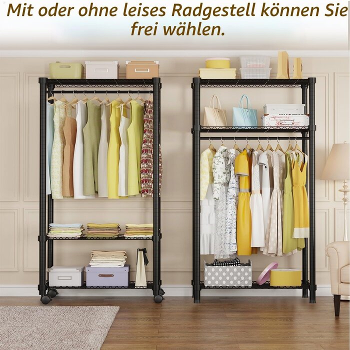 Tragbare Garderobe - 3 Ebenen, Kleiderstange, Stahl - jetzt bis zu 27% sparen