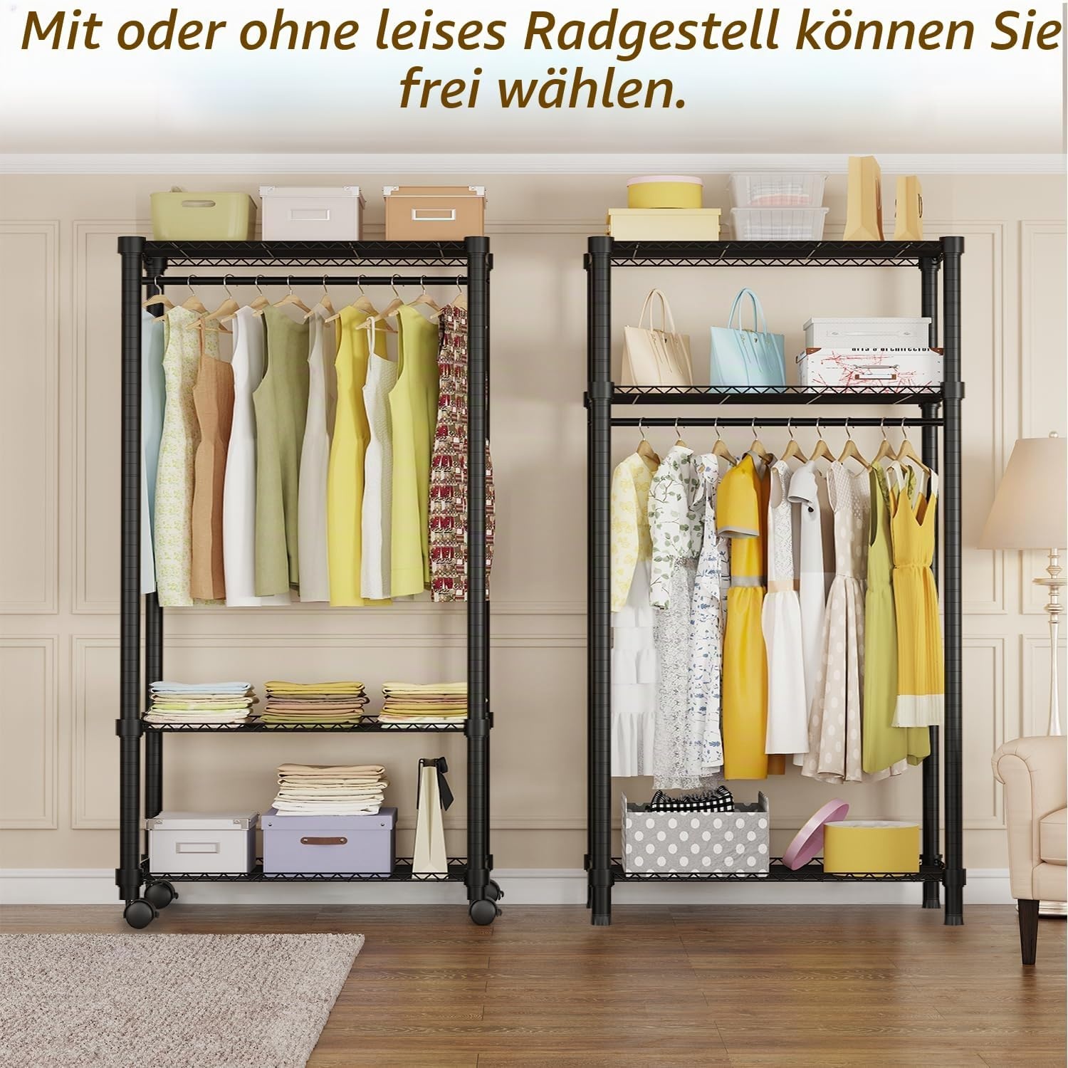 Tragbare Garderobe - 3 Ebenen, Kleiderstange, Stahl - jetzt bis zu 27% sparen